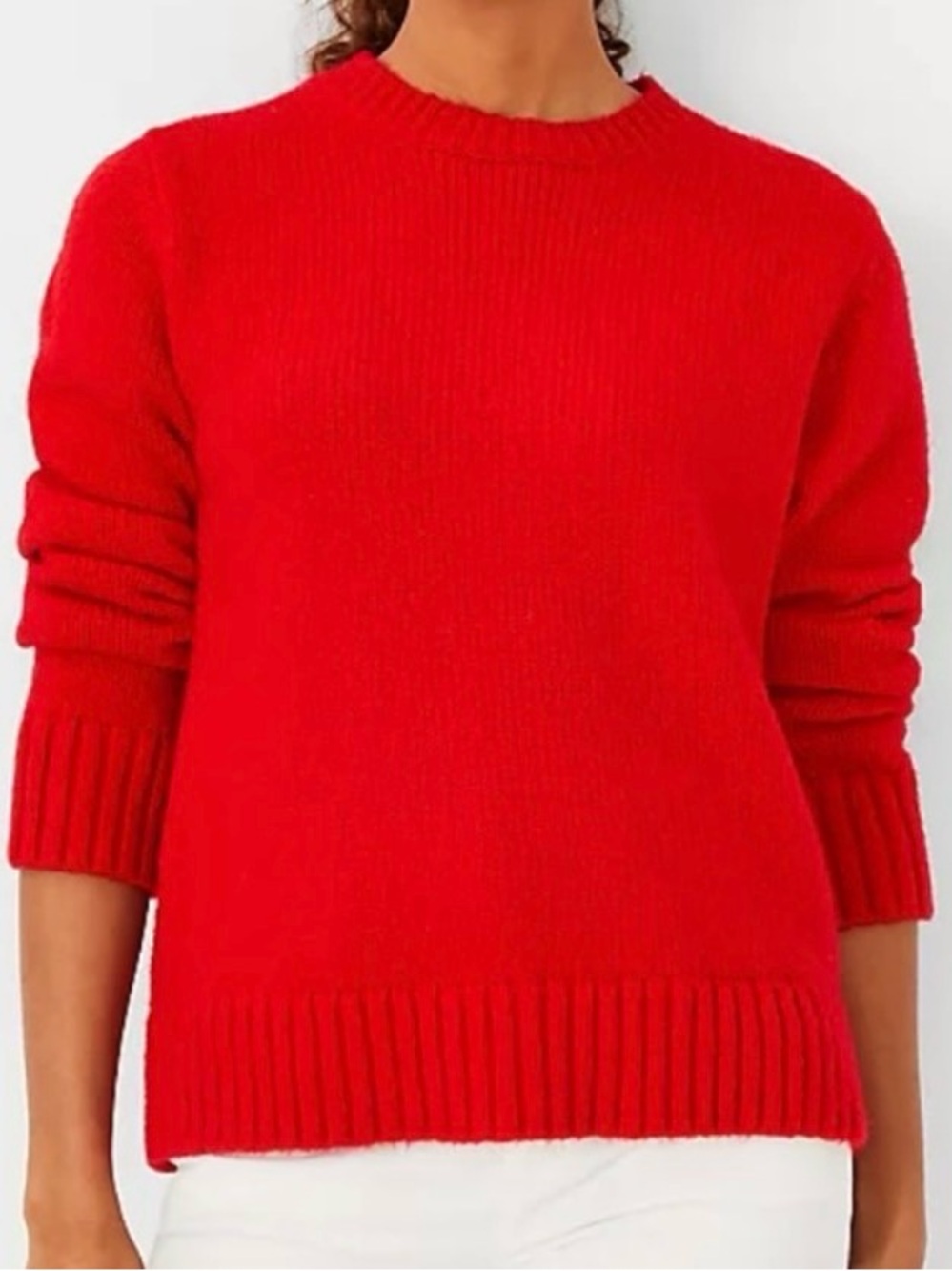 Ann Taylor Factory Bright Red Crewneck Sweater Small